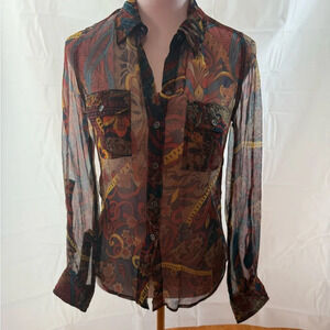 Lucky Brand Sheer Paisley Blouse